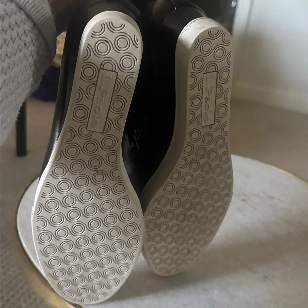Paolo Perforated Black Wedges with White Sole - Picture 4 of 5